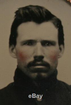 CIVIL War Soldier In Uniform. Tinted Ambrotype, Ruby Glass, 9th Plate