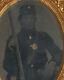CIVIL War Soldier In Uniform With Rifle. Gilded, 9th Plate Tintype. Union Case