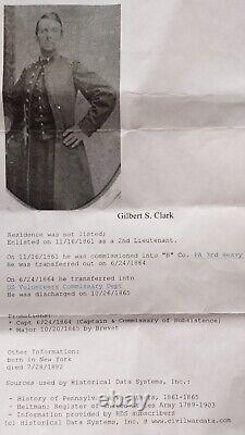 CIVIL War Soldier Photo I. D. Capt. Gilbert Clark & Family Pa