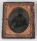 CIVIL War Soldier Tintype. Gilded Ring, Buttons And Shoulder Bars. Full Case
