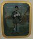 CIVIL War Soldier With Rifle. Full Plate Tinted Tintype. Period Framing. Rare