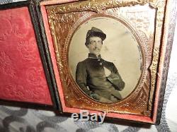 CIVIL War Union Infantry Soldier 6th Plate Tintype Shell Jacket Kepi Napoleon