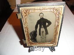 CIVIL War Union Officer Soldier 1/4th Quarter Plate Tintype Union Peck Case