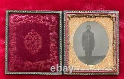 CIVIL War Union Soldier Patriotic Union Brass Matted 1/6 Plate Ruby Ambrotype