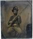 Ca 1860's CIVIL WAR 6th PLATE TINTYPE ARMED INFANTRY UNION SOLDIER