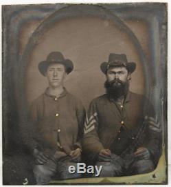 Ca 1860's CIVIL WAR 6th PLATE TINTYPE PAIR OF CIVIL WAR UNION SOLDIERS