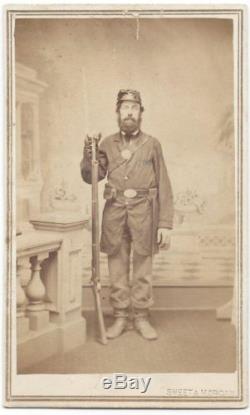 Ca 1860's CIVIL WAR CDV ARMED UNION INFANTRY SOLDIER withENFIELD by SWEET & MORGAN