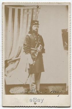 Cabinet Card CIVIL War Era Soldier Major Samuel Davis, 16th N. H. Vol