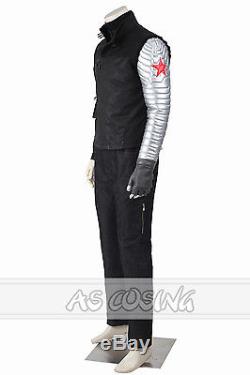 Captain America 3 Civil War Winter Soldier Bucky Barnes Cosplay Costume All Size