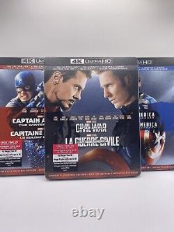 Captain America 4K First Avenger, Winter Soldier, Civil War (With OOP Slipcovers)