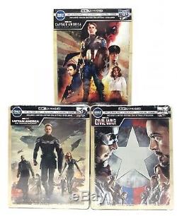 Captain America Avenger Winter Soldier Civil War Steelbook 4K Blu-Ray READ DESC