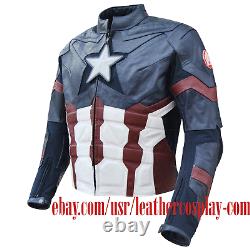 Captain America Civil War Steve Rogers Costume Leather Jacket / United We Stand