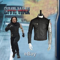 Captain America Civil War Winter Soldier Bucky Barnes Coat Cosplay Jacket Custom