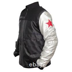 Captain America Civil War Winter Soldier Bucky Barnes Men's Real Leather Jacket
