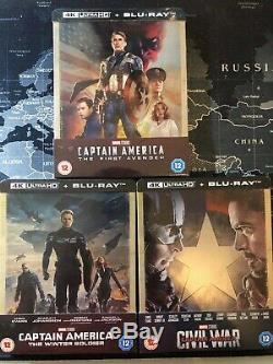 Captain America-First Avenger, Winter Soldier & Civil War 4K Steelbooks! New