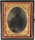 Cased 9th Plate Tintype Image Of CIVIL War Soldier With Gilded Buttons
