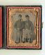 Cased MALE AFFECTION Pair CIVIL WAR 9th Plate AMBROTYPE Soldiers withKepis/Weapons