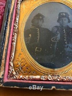 Cavalry Double Armed 6th Plate CIVIL War Union Soldier Tintype Sword Colt Pistol