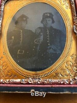 Cavalry Double Armed 6th Plate CIVIL War Union Soldier Tintype Sword Colt Pistol