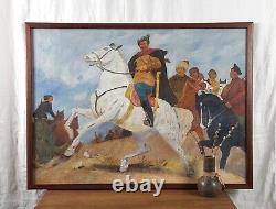 Chapaev, Red Army Commander, Civil War, Soviet Propaganda Art, Original Oil