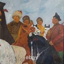 Chapaev, Red Army Commander, Civil War, Soviet Propaganda Art, Original Oil