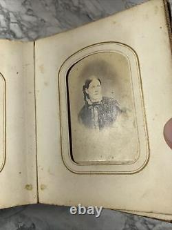 Circa 1870's Leather Photograph Album with locks. Civil War Soldier, Abe Lincoln