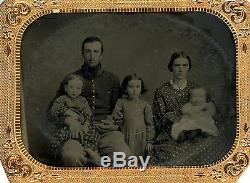 Civil War 1/4 Plate Tintype- Union Soldier and Family