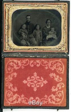 Civil War 1/4 Plate Tintype- Union Soldier and Family