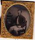 Civil War 1/6 Plate Ambrotype Union Soldier with Stuff Parrot