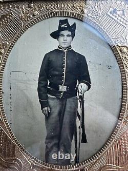 Civil War 1/6 Tintype Photo Of Cavalry Soldier