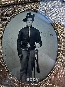 Civil War 1/6 Tintype Photo Of Cavalry Soldier