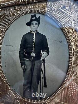 Civil War 1/6 Tintype Photo Of Cavalry Soldier