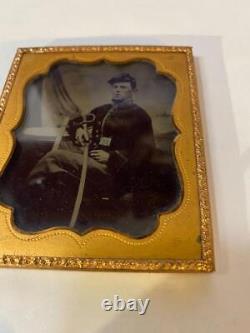 Civil War 1/6th Plate Tintype of Union Cavalry Soldier with Sword