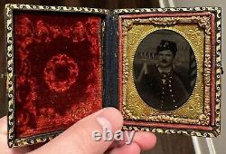 Civil War 1/9th Plate Soldier With Kepi Tintype Photo Image Photograph