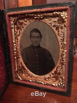 Civil War 1/9th plate Ambrotype Confederate Soldier, North Carolina Full Case