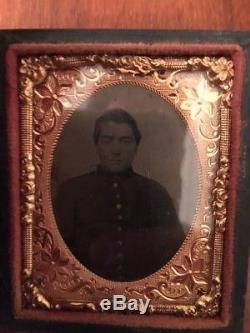Civil War 1/9th plate Ambrotype Confederate Soldier, North Carolina Full Case