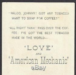 Civil War 1800's Richmond VA Love Tobacco Card North & South Soldier Swap Coffee
