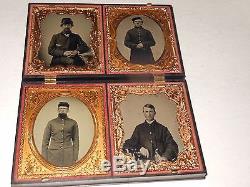 Civil War (4) Soldiers 1/6 Plate Ambrotype Thermoplastic Case