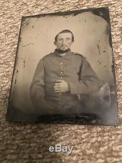 Civil War 6th Plate Ruby Ambrotype Confederate Soldier Richmond Type II Jacket