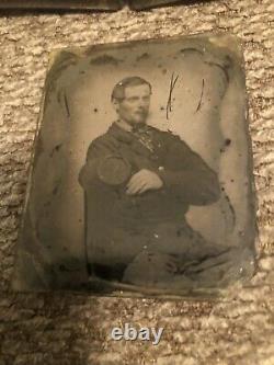 Civil War 9th Plate Ambrotype Soldier Sack Coat & Kepi Thermoplastic Image case