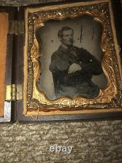 Civil War 9th Plate Ambrotype Soldier Sack Coat & Kepi Thermoplastic Image case