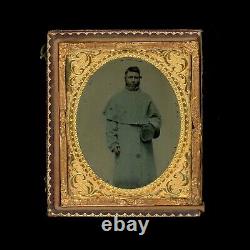 Civil War Ambrotype 1/6th Plate Photo Identified New Hampshire Soldier Tinted