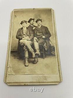 Civil War CDV Photo 3 Union Soldier Off Duty With Calvary Boots Dated March 1865