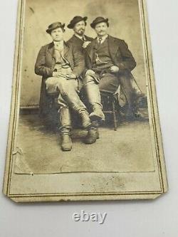 Civil War CDV Photo 3 Union Soldier Off Duty With Calvary Boots Dated March 1865