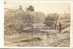 Civil War CDV Union Army Dutch Gap Canal Construction with 2 Soldiers 1864