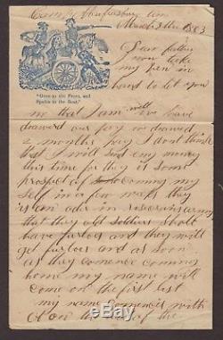 Civil War Camp Mufreesboro, Tn. 1863 Patriotic Soldiers Letter + Cover