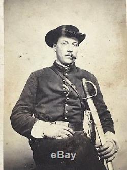 Civil War Cavalry Officer Sword Armed Soldier Brownell Scranton PA CDV Photo