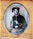 Civil War Cavalry Soldier 1/6 Plate tintype in patriotic mat (published)
