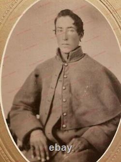 Civil War Condederate Handsome Soldier CSA Army Overcoat 8 3/4 x 6 WOLEVER Photo