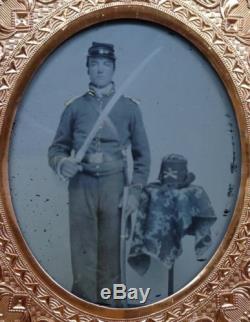 Civil War Confederate Soldier with Sword Ambrotype & Tintype Hickman Vintage Photo